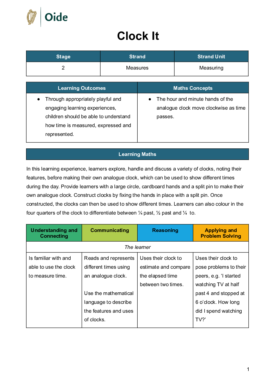 Clock It Stage 2 Time pdf